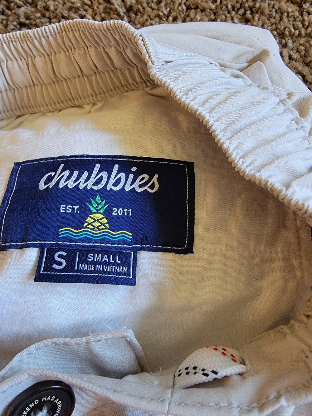 Chubbies Men's Khaki Colored Elastic-Waist Drawstring Shorts- Small